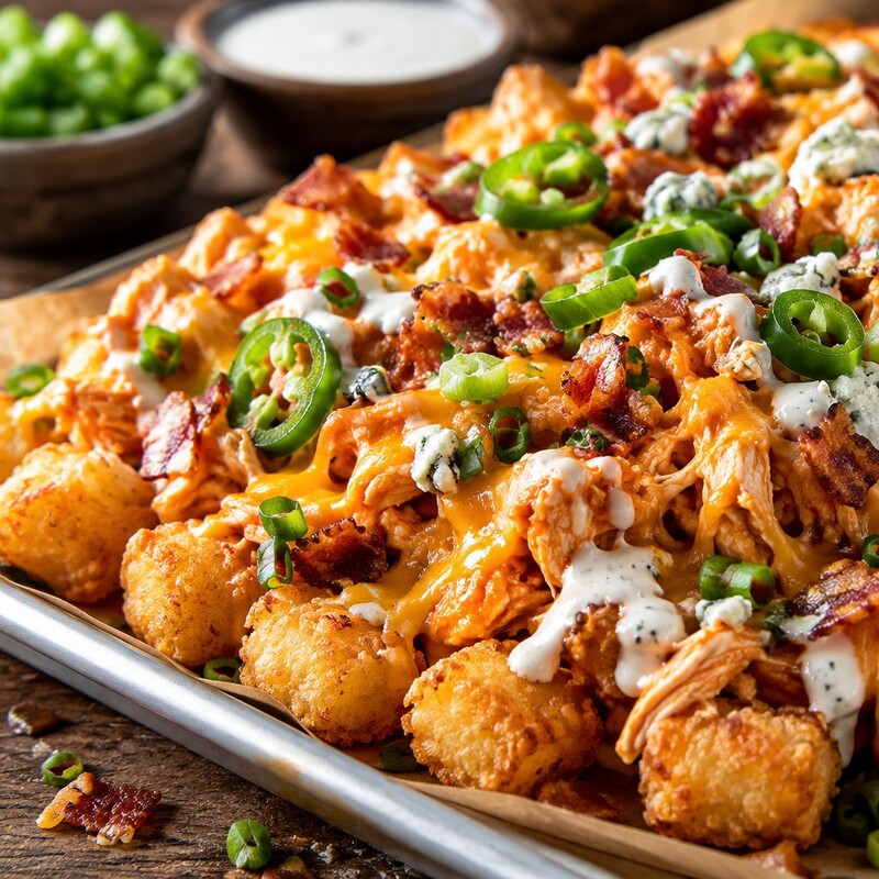 A fair-inspired favorite: Buffalo chicken loaded tater tots