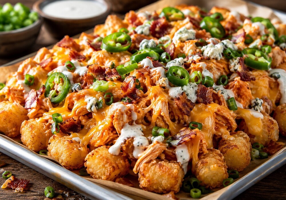 A fair-inspired favorite: Buffalo chicken loaded tater tots