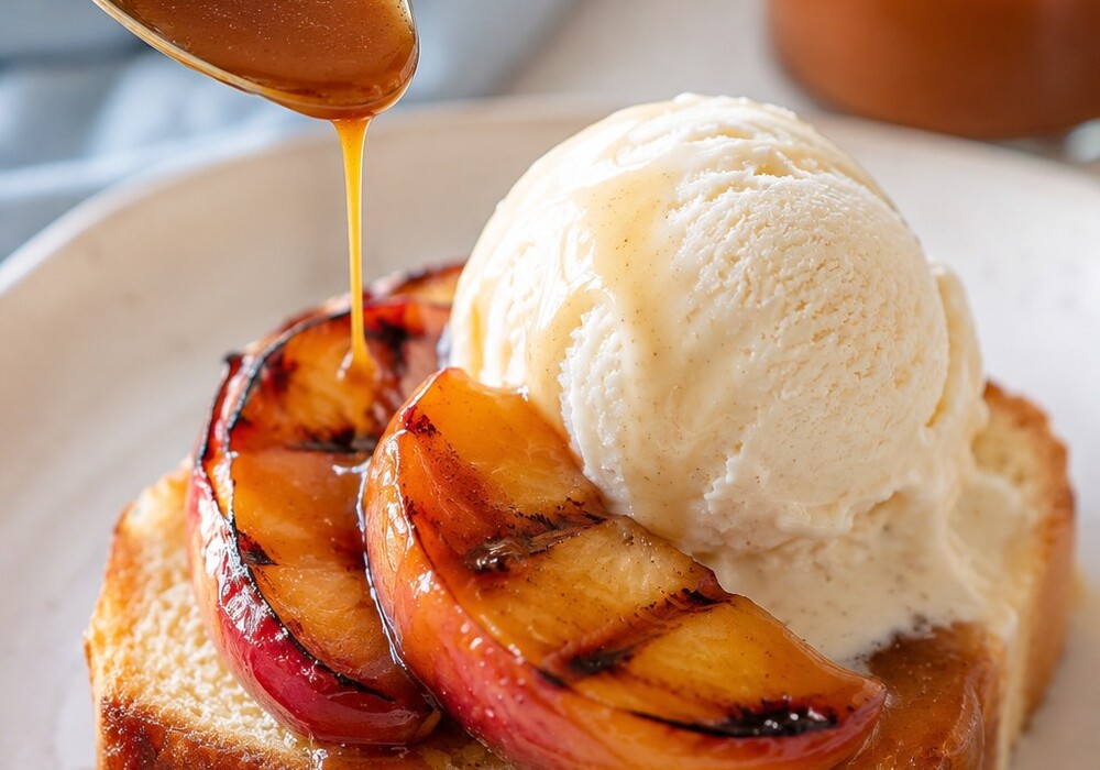 Grilled peach & pound cake sundaes are the sweetest way to say goodbye to summer