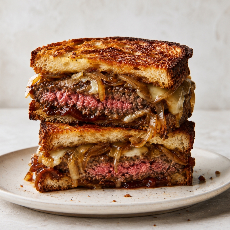 French onion patty melts with tomato jam: A late-summer spin on a diner classic