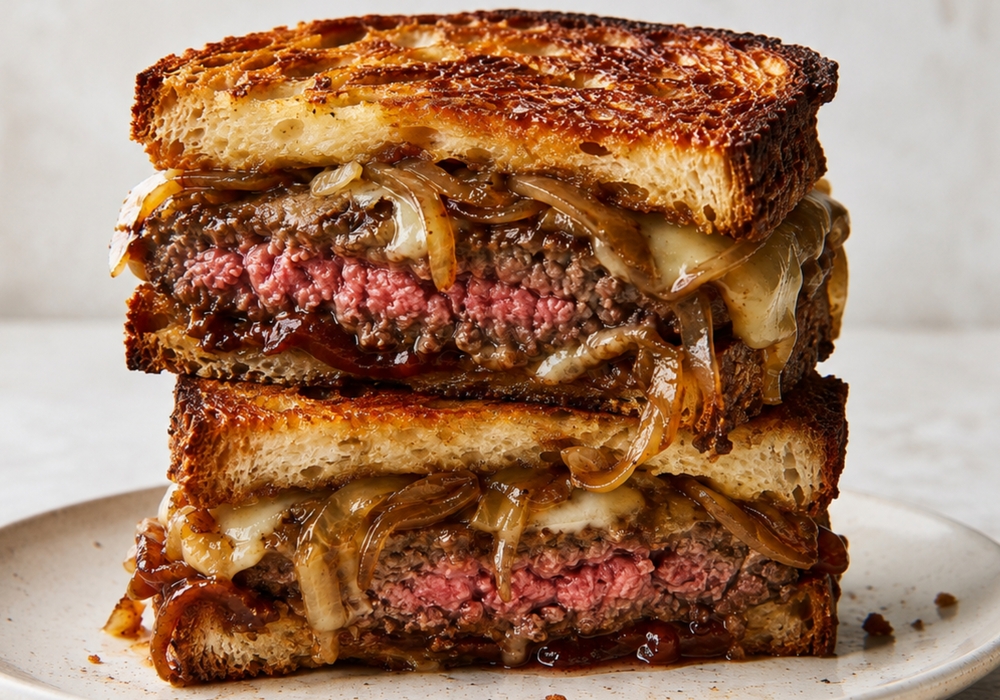 French onion patty melts with tomato jam: A late-summer spin on a diner classic